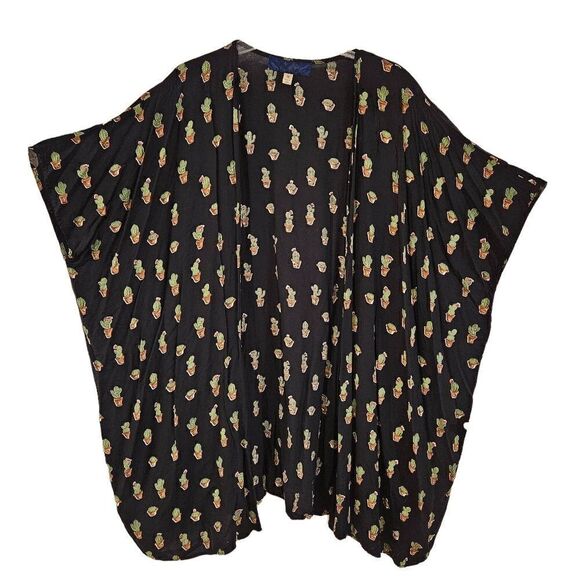 Cactus Print Bohemian Kimono sz M oversized - Picture 1 of 5